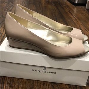 Bandolino Nude Peep-Toe Wedges